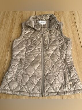 Calvin Klein Quilted Metallic Taupe Vest